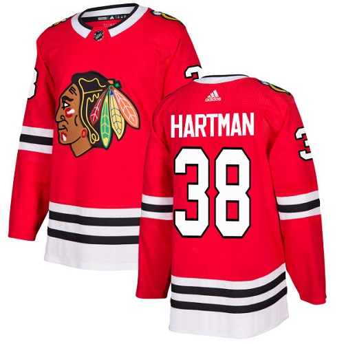 Adidas Chicago Blackhawks #38 Ryan Hartman Red Home Authentic Stitched Youth NHL Jersey->youth nhl jersey->Youth Jersey